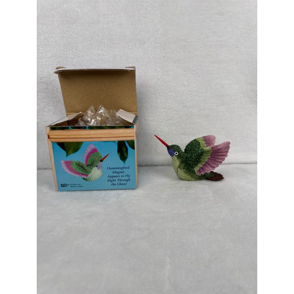 Vintage Magnetic Polyresin Hummingbird Window Decoration Giftco OS Green New